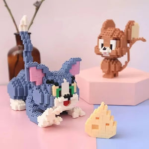 Tom cartoon character built as a mini 3D building block figure