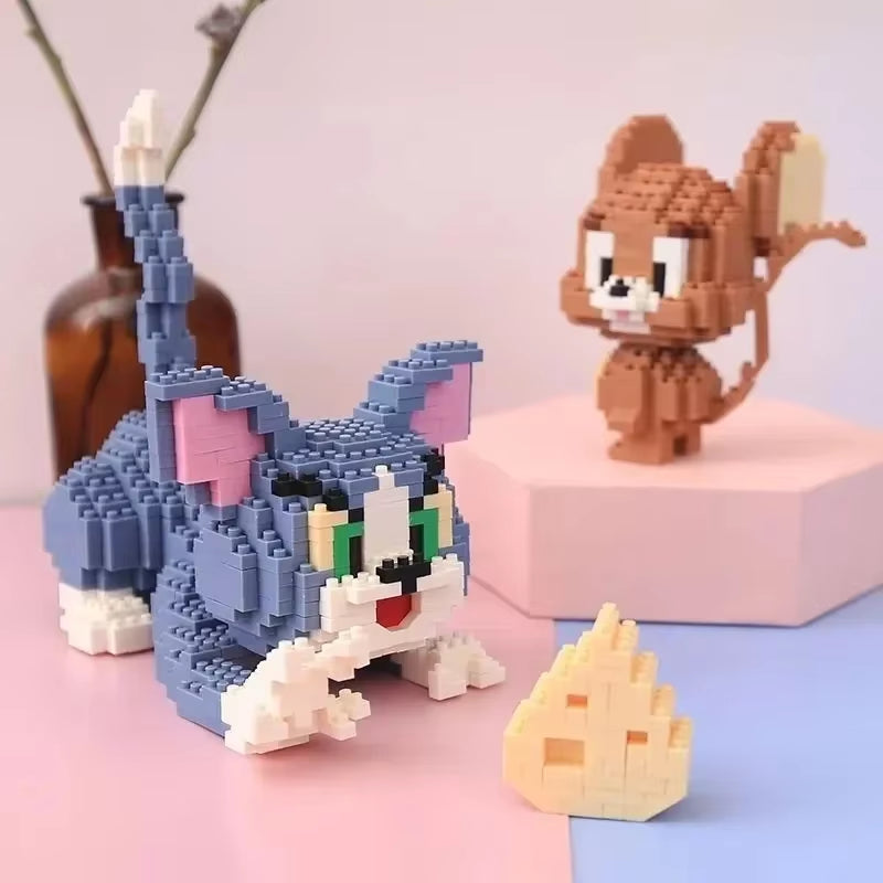 Tom cartoon character built as a mini 3D building block figure