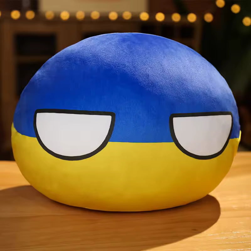Ukraine country ball plush toy with Ukrainian flag colors