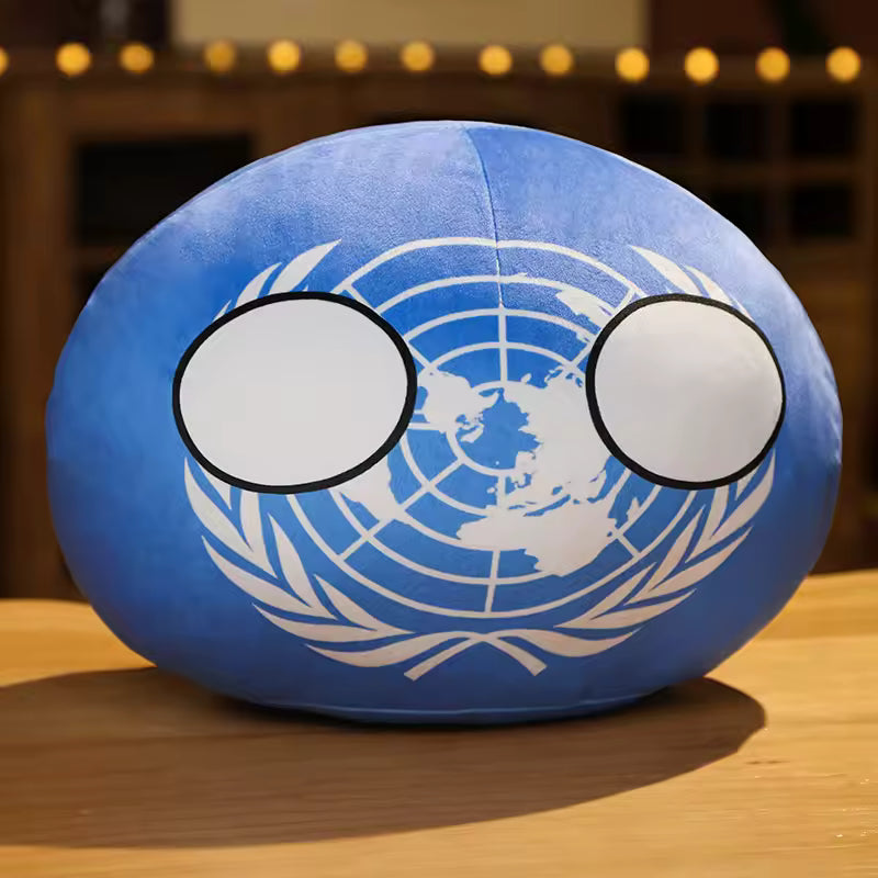 United Nations country ball plush with UN flag design