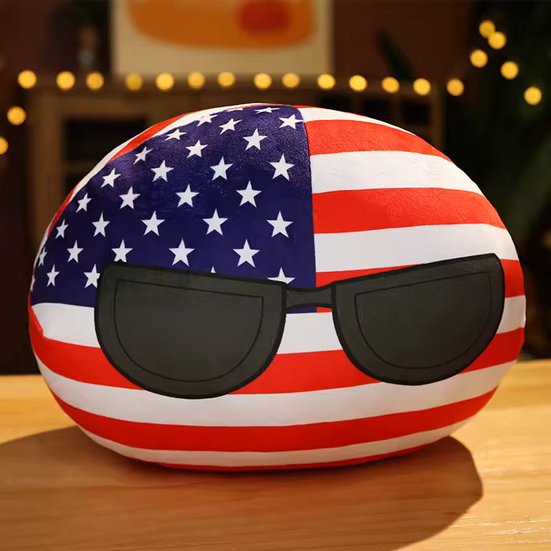 USA country ball plush stuffed toy variant with American flag design
