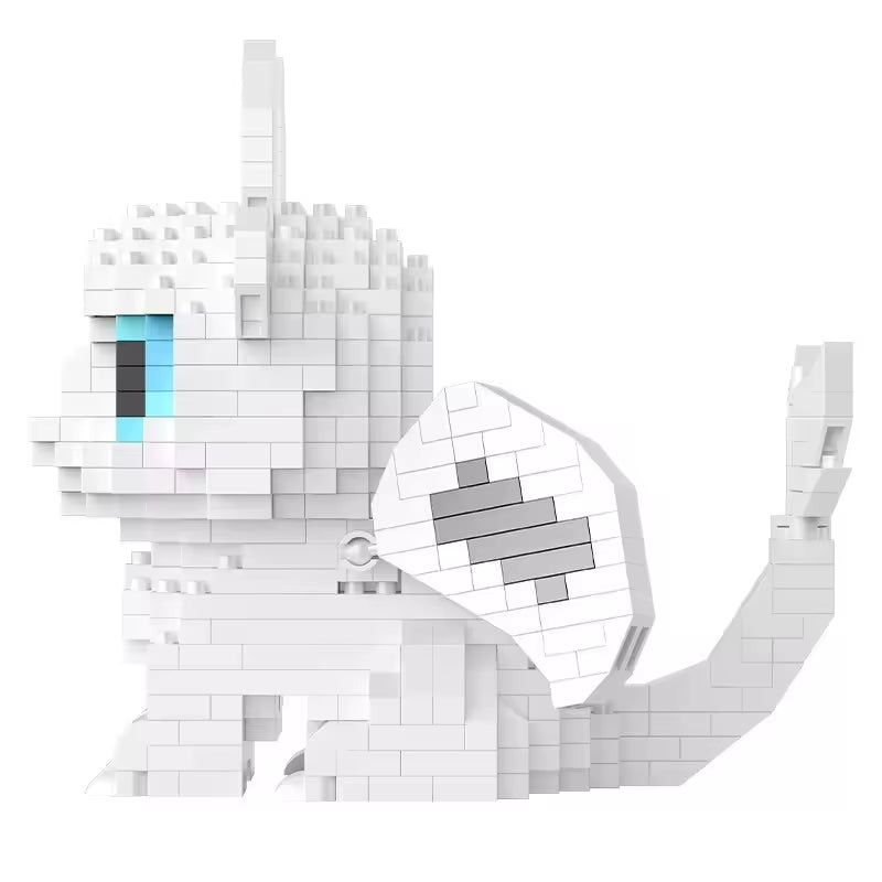 Side view of a white dragon micro building block figure