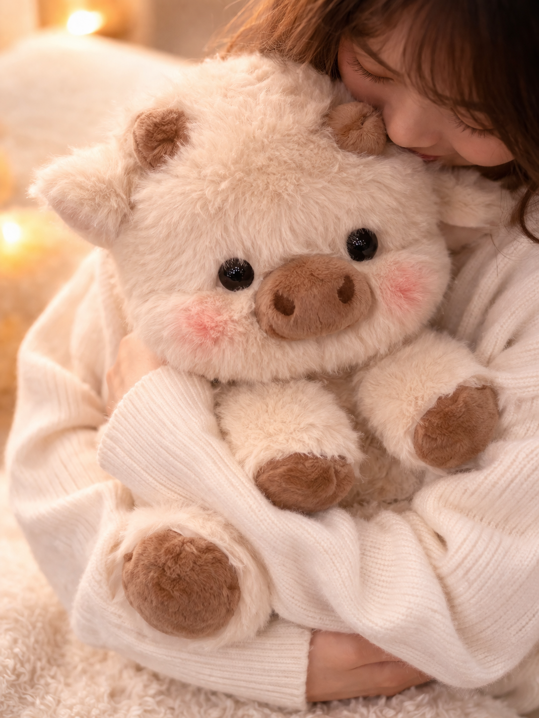 Wiggles Zoomies plush pig being hugged by a child, soft stuffed animal for comfort, cuddles, and emotional support