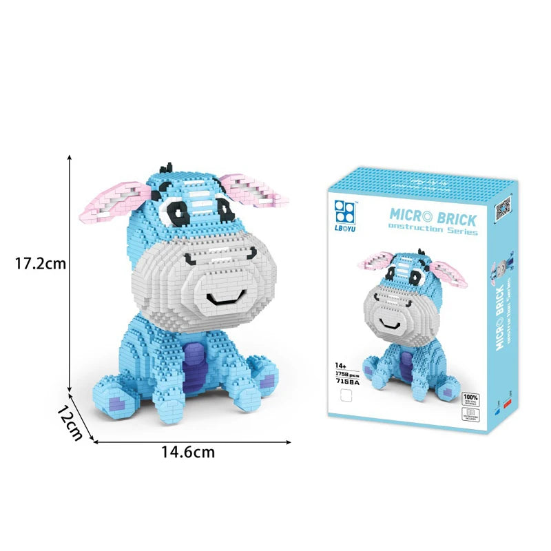 Wild boar mini diamond brick figure made from cartoon savannah animal blocks