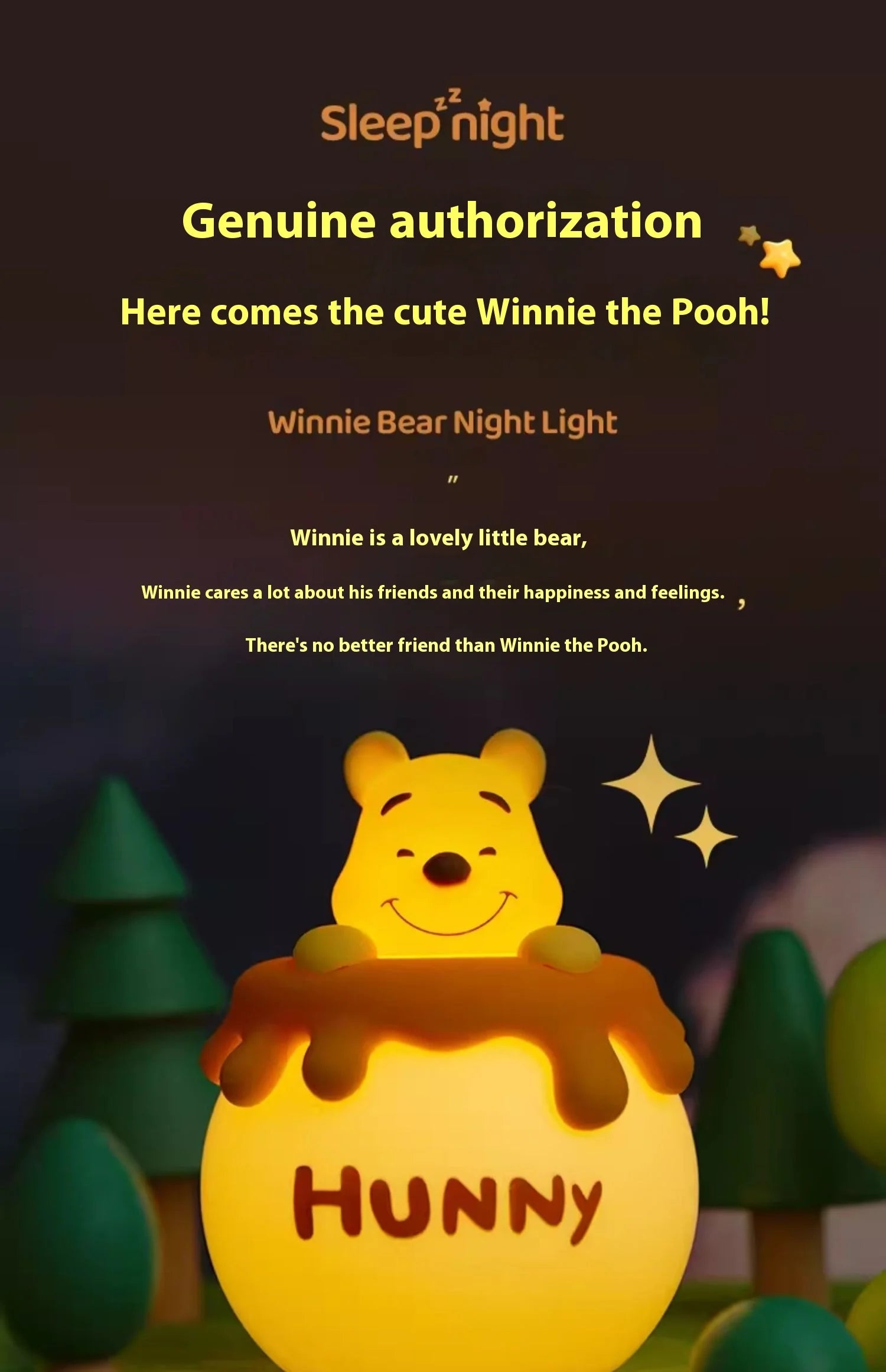 Winnie the Pooh night light presented as a cozy gift idea for kids