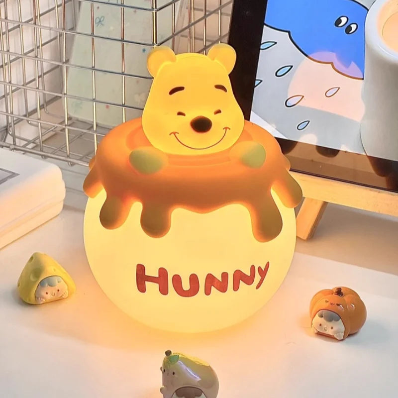 Soft glowing Winnie the Pooh night light creating a cozy nighttime atmosphere