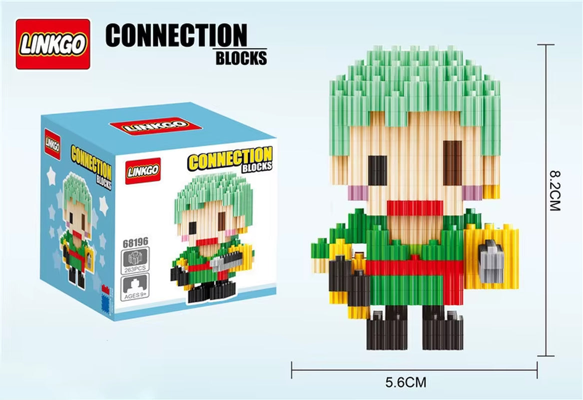 Zoro-style brick figure made from mini building blocks